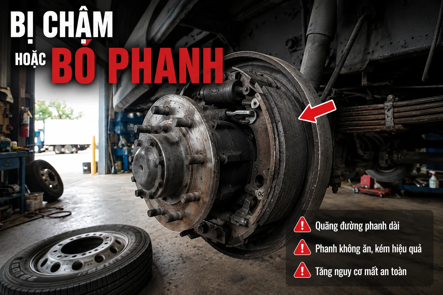 Hệ thống phanh bị chậm hoặc bó phanh